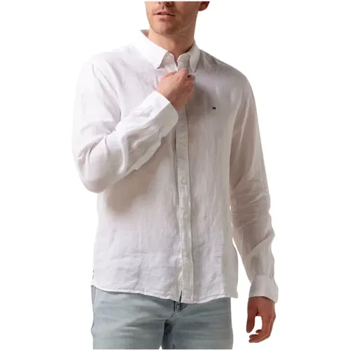 Casual Pigmentgefärbtes Solid Shirt , Herren, Größe: L - Tommy Hilfiger - Modalova