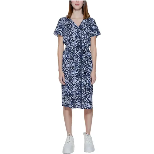 Blaues Ärmelloses Sommerkleid mit V-Ausschnitt , Damen, Größe: L - Street One - Modalova