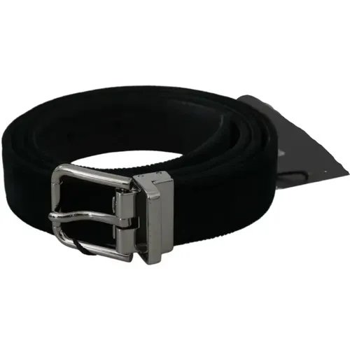 Velvet Belt with Silver Buckle , female, Sizes: 95 CM - Dolce & Gabbana - Modalova