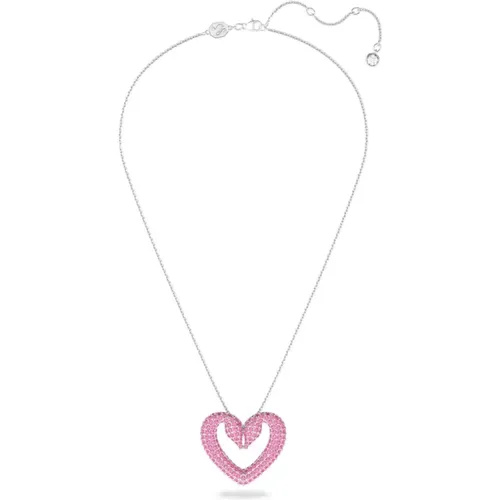 Heart Pendant Necklace Pink Crystals , female, Sizes: ONE SIZE - Swarovski - Modalova