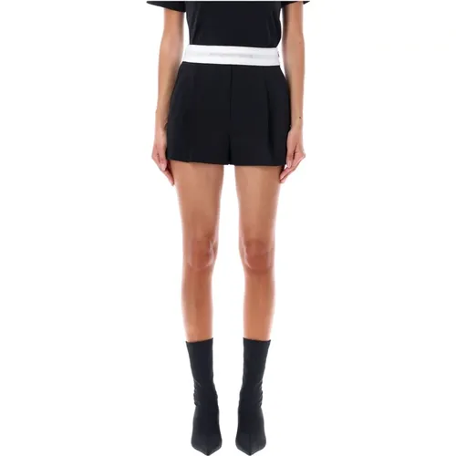 Plissierte Logo High Waist Shorts , Damen, Größe: 2XS - alexander wang - Modalova