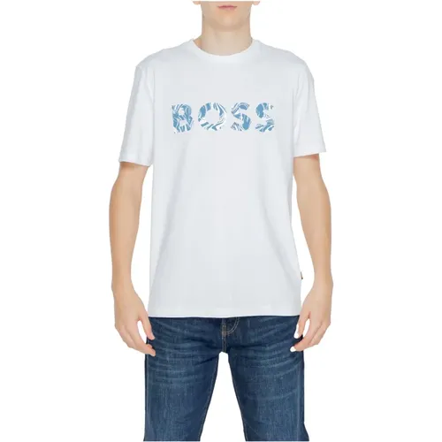 Weißes Baumwoll T-shirt mit Druck Männer , Herren, Größe: 2XL - Hugo Boss - Modalova