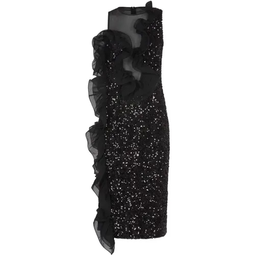 Sequins Maxi Ruffle Dress , female, Sizes: L, 2XL, XL - Rotate Birger Christensen - Modalova