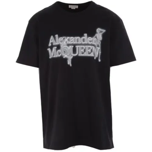 Contrast Logo Cotton T-shirt by , male, Sizes: M, L, XL - alexander mcqueen - Modalova