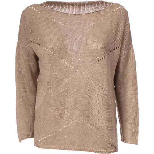 Leinen- und Baumwollstrickpullover , Damen, Größe: XL - Le Tricot Perugia - Modalova