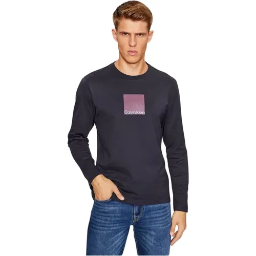 Langarm T-Shirt mit Logo-Print , Herren, Größe: 2XL - Calvin Klein - Modalova