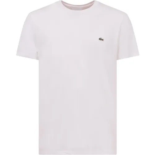 Weiße T-Shirts und Polos mit gesticktem Logo , Herren, Größe: L - Lacoste - Modalova