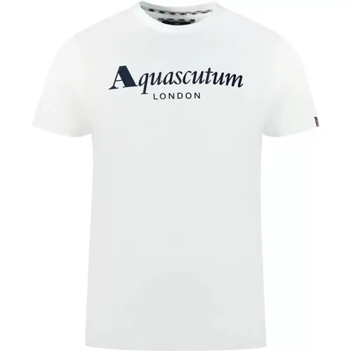 Baumwoll-T-Shirt mit Union Jack Flagge , Herren, Größe: S - Aquascutum - Modalova