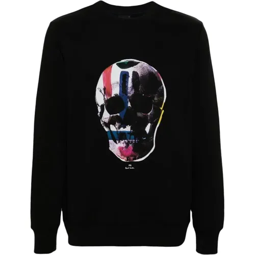 Schwarzer Skull Print Pullover , Herren, Größe: L - PS By Paul Smith - Modalova