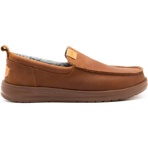 Leather Flat Shoes with Wally Grip , male, Sizes: 10 UK - Hey Dude - Modalova