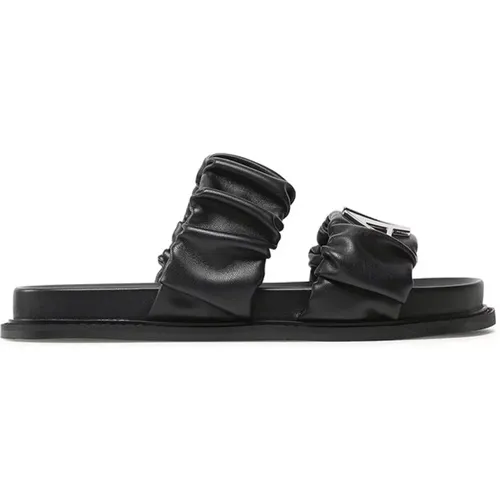 Gerüschte Silberne Sandalen , Damen, Größe: 36 1/2 EU - Armani Exchange - Modalova