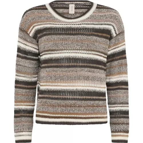 Striped Knit Pullover Hazelnut , female, Sizes: M, XL, L, 2XL - Skovhuus - Modalova