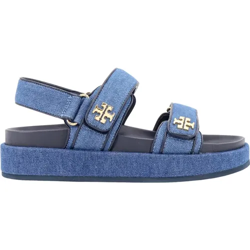 Denim Logo Sandalen mit Metall-Details - TORY BURCH - Modalova