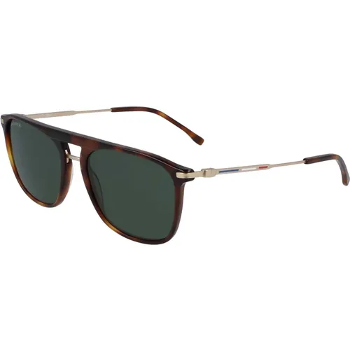 Havana/Green Sunglasses , male, Sizes: 55 MM - Lacoste - Modalova