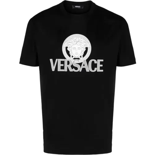 Schwarzes Medusa Head Logo T-Shirt , Herren, Größe: L - Versace - Modalova