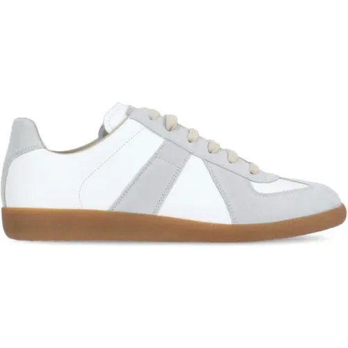 Weiße Ledersneakers mit Kontrastdetails , Damen, Größe: 36 EU - Maison Margiela - Modalova