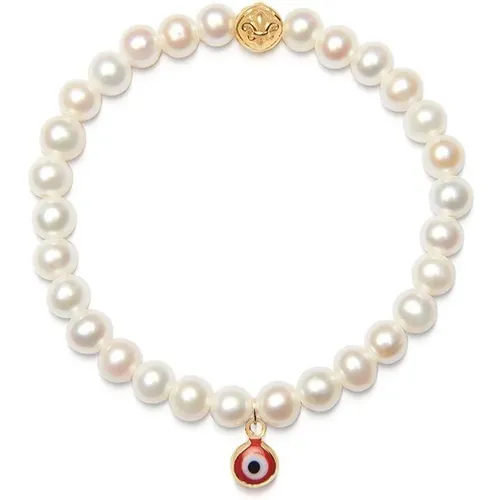 Armband mit Perlen und böser Augenzauber , Damen, Größe: M - Nialaya - Modalova