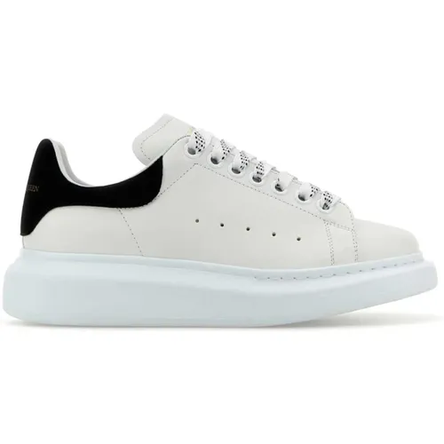 Weiße Ledersneaker Schwarzer Wildlederabsatz , Damen, Größe: 37 1/2 EU - alexander mcqueen - Modalova