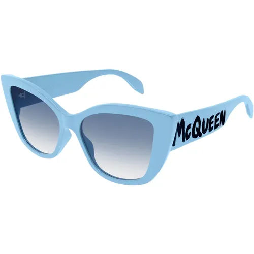 Hellblaue Sonnenbrille,Sunglasses,Schwarz/Graue Sonnenbrille Am0347S - alexander mcqueen - Modalova