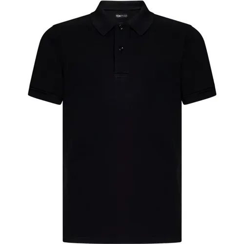 Schwarzes Poloshirt Klassischer Stil , Herren, Größe: XL - Tom Ford - Modalova