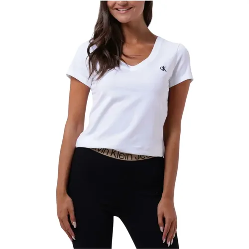 Bestickte Tops & T-Shirts Stretch , Damen, Größe: M - Calvin Klein - Modalova