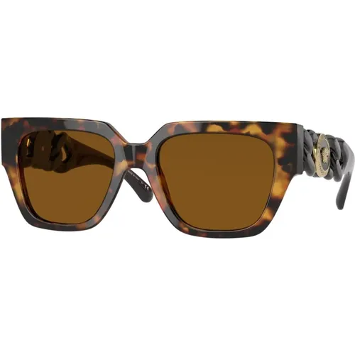 Havana Sunglasses with Dark Bronze , female, Sizes: 53 MM - Versace - Modalova