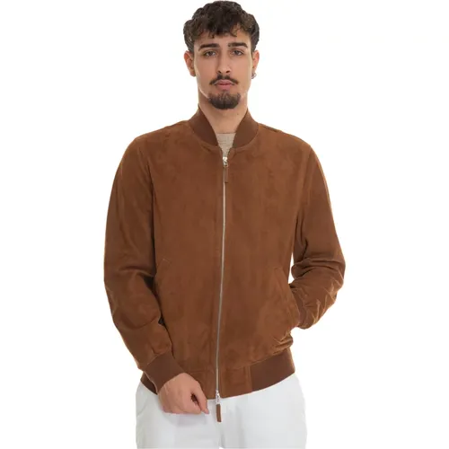 P0L037 leather harrington jacket , Herren, Größe: XL - Harmont & Blaine - Modalova