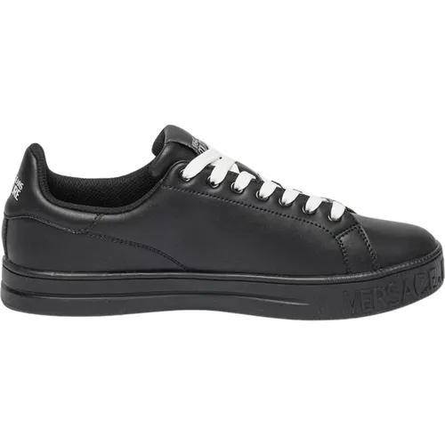 Niedrige Ledersneakers - Schwarz , Herren, Größe: 43 EU - Versace Jeans Couture - Modalova