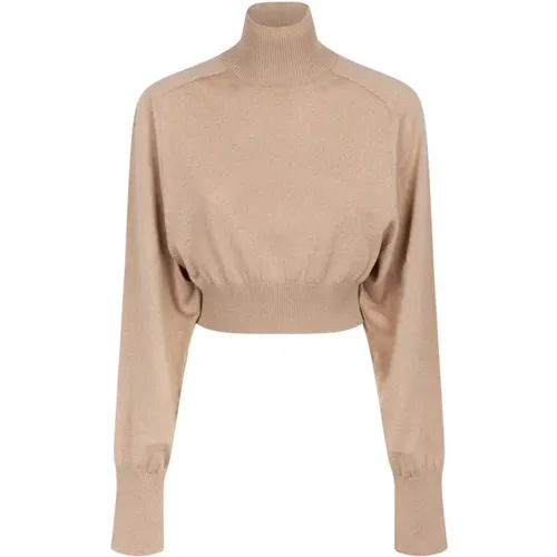 Beige Cropped Wool Sweater , female, Sizes: L - SPORTMAX - Modalova