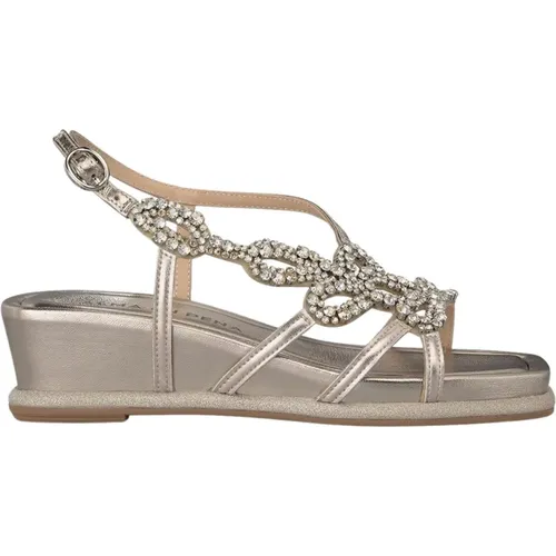 Wedge Sandal with Rhinestone Straps , female, Sizes: 5 UK - Alma en Pena - Modalova