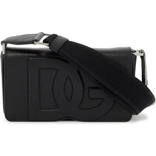 Embossed Leather Crossbody Bag with Adjustable Strap , male, Sizes: ONE SIZE - Dolce & Gabbana - Modalova