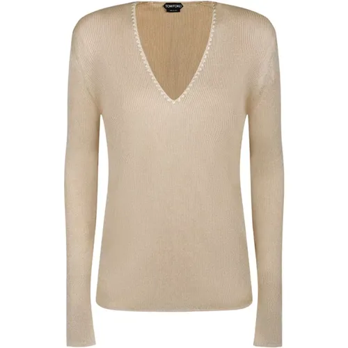 Light V Neck Sweater , female, Sizes: L, M - Tom Ford - Modalova