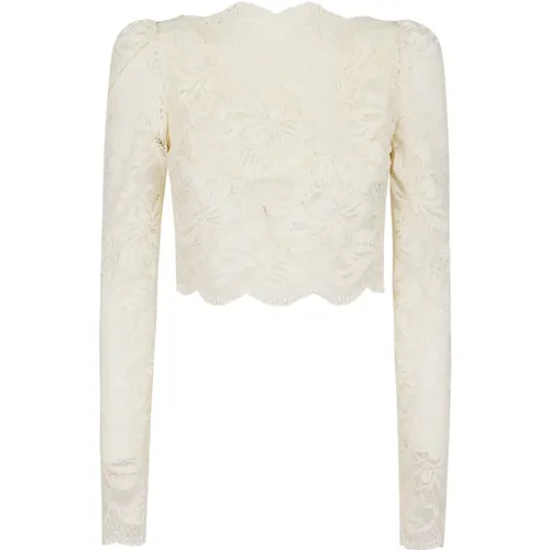 White Floral Lace Long Sleeve Top , female, Sizes: S, M, XS - Paco Rabanne - Modalova