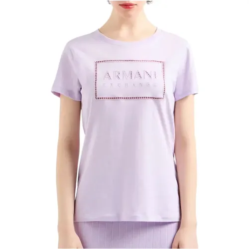 Damen Kurzarm T-Shirt , Damen, Größe: M - Armani Exchange - Modalova