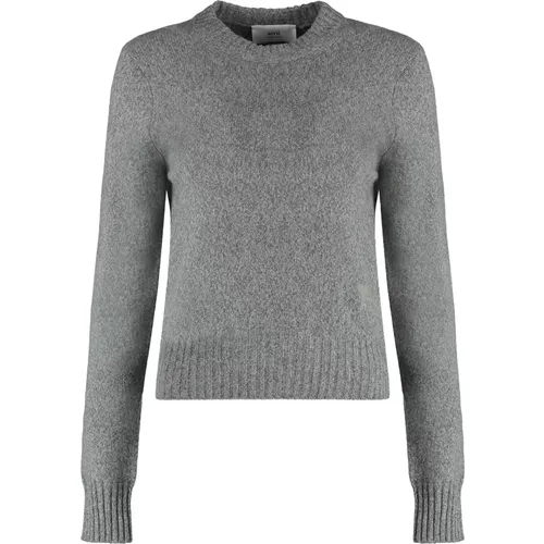 Gerippter Strick Kaschmir Pullover , Damen, Größe: XS - Ami Paris - Modalova