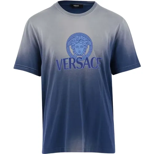 Medusa Logo Tie-Dye T-Shirt , Herren, Größe: L - Versace - Modalova