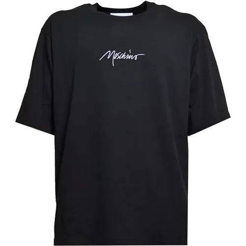 Schwarze T-Shirts und Polos mit Logo-Stickerei , Herren, Größe: 2XS - Moschino - Modalova