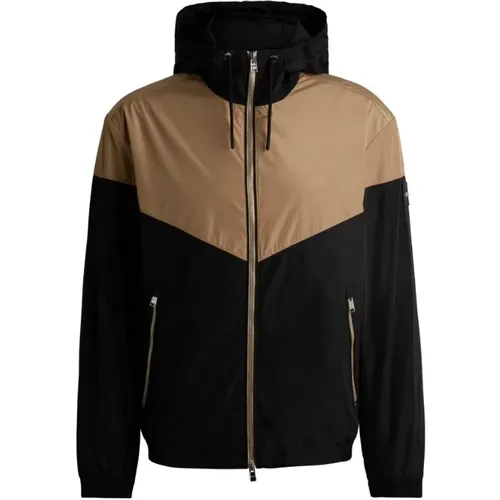 Hooded collar zip coat Cireno1 , male, Sizes: M, L - Hugo Boss - Modalova