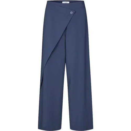 Navy Wrap Wide Leg Hose Emana , Damen, Größe: S - MbyM - Modalova