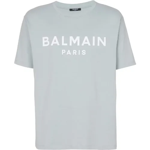 Bedrucktes kurzärmeliges T-Shirt aus Paris , Herren, Größe: S - Balmain - Modalova