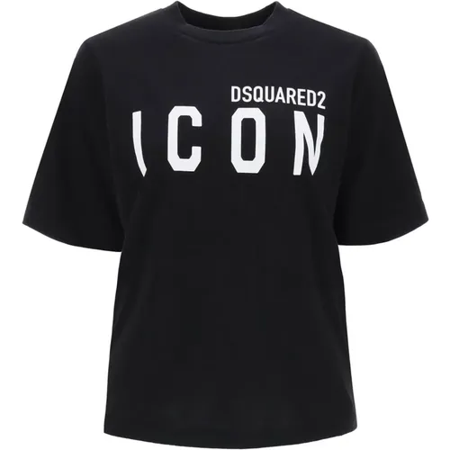 T-Shirt mit Icon Logo Print , Damen, Größe: L - Dsquared2 - Modalova