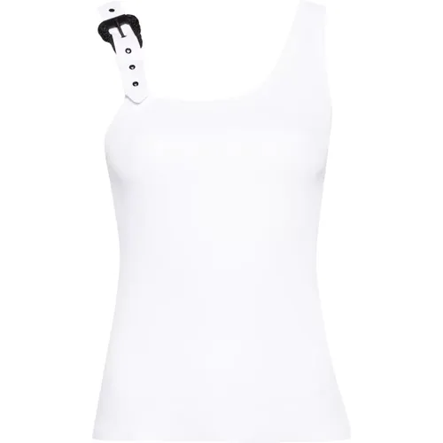 Weiße Barock-Schnalle Tank Top , Damen, Größe: XS - Versace Jeans Couture - Modalova