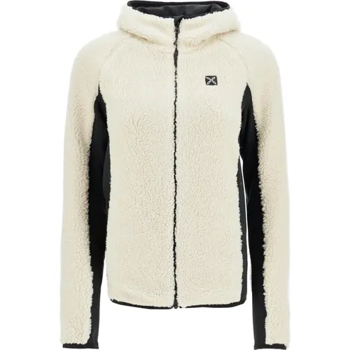 Sherpa Zip-Up Hoodie mit Jersey-Einsätzen , Damen, Größe: M - montura - Modalova