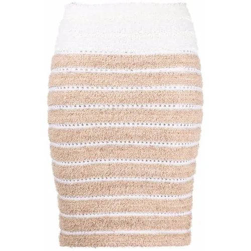 Striped Skirt with High Waist , female, Sizes: XL - Balmain - Modalova