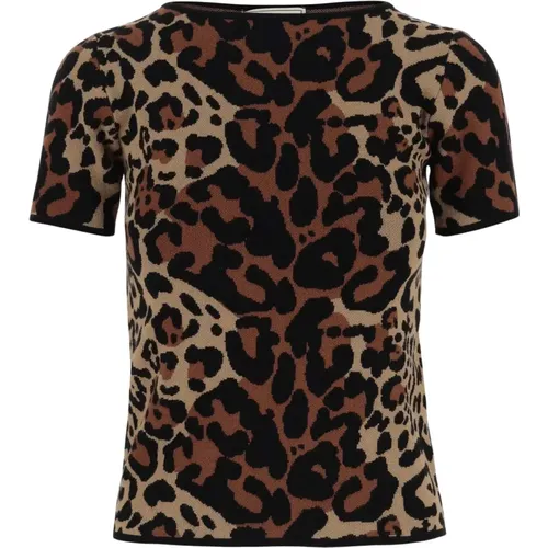 Leopard Print Crew Neck Top - Blumarine - Modalova