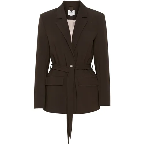 Elegant Blazer Jacket Chocolate , female, Sizes: L, XL - Saint Tropez - Modalova