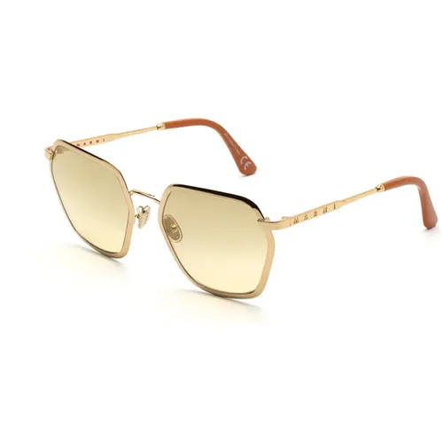 Goldene Metall-Sonnenbrille mit Glamour , unisex, Größe: 59 MM - Marni - Modalova