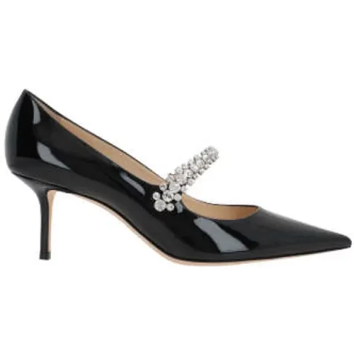 Patent Leather Heeled Décolleté with Rhinestone Strap , female, Sizes: 6 UK - Jimmy Choo - Modalova