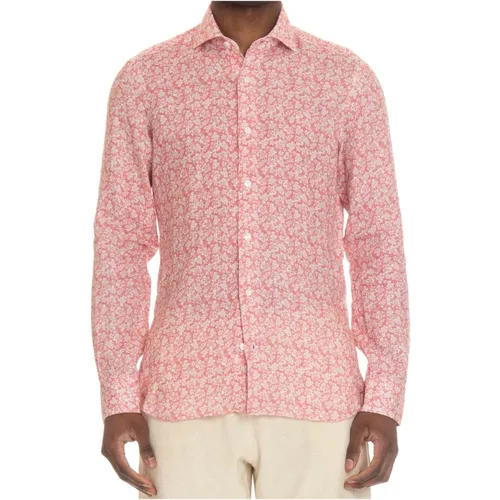 Coral Linen Floral Shirt , male, Sizes: XL, L, M, 2XL - Barba - Modalova