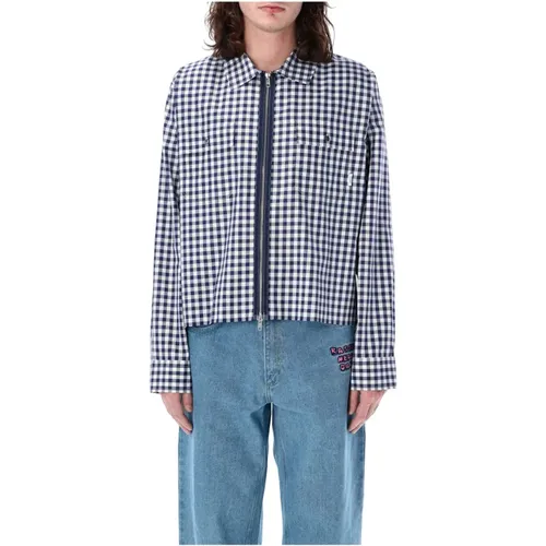 Checkered Zip Shirt , male, Sizes: L, M - Rassvet - Modalova